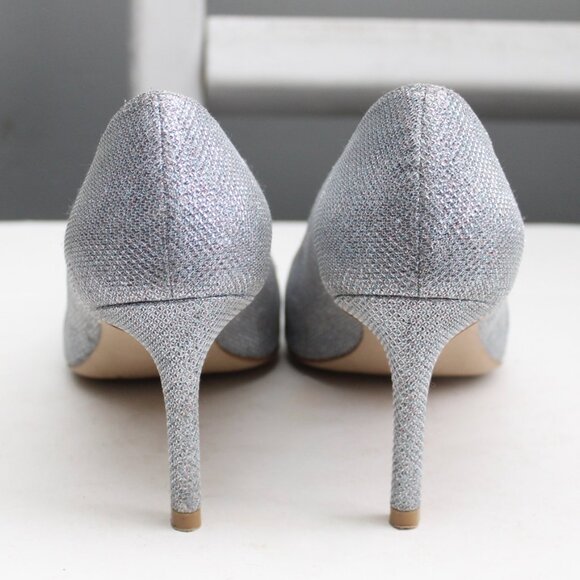 Stuart Weitzman Silver Leigh Metallic Stiletto Pointy Toe Pumps Size 9.5 - Picture 3 of 8